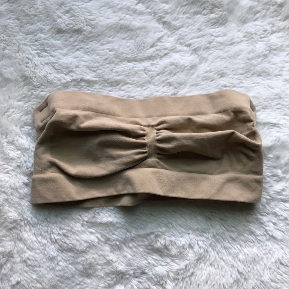 SKIMS Fits Everybody Bandeau Bra Ochre Tan Strapless Seamless Size Small NWOT - Picture 1 of 8